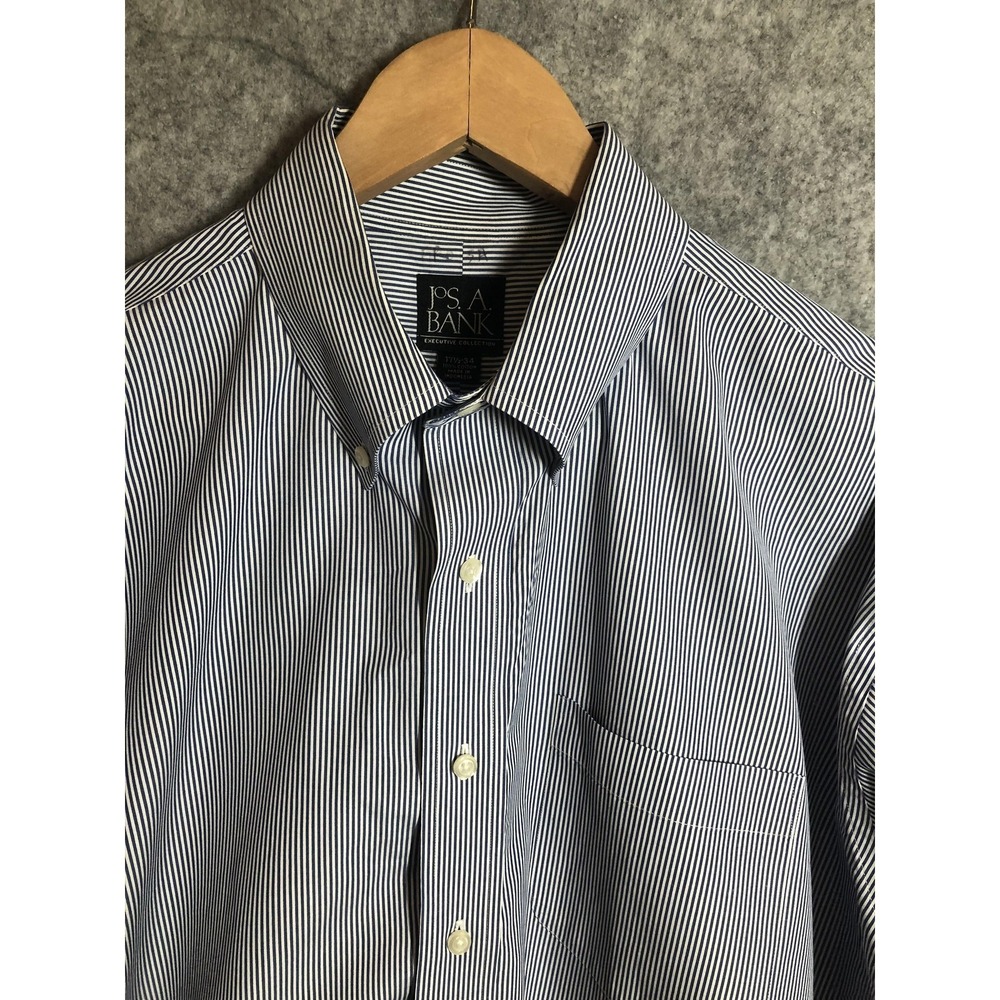 Jos.‎ A. Bank Shirt Mens XL Blue Stripe Button Down Cotton Work Office Dress